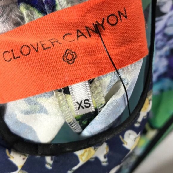 Clover Canyon Tiger Floral Graphic Print Top Flowy High Neck Tank Top Blouse XS - Picture 7 of 8